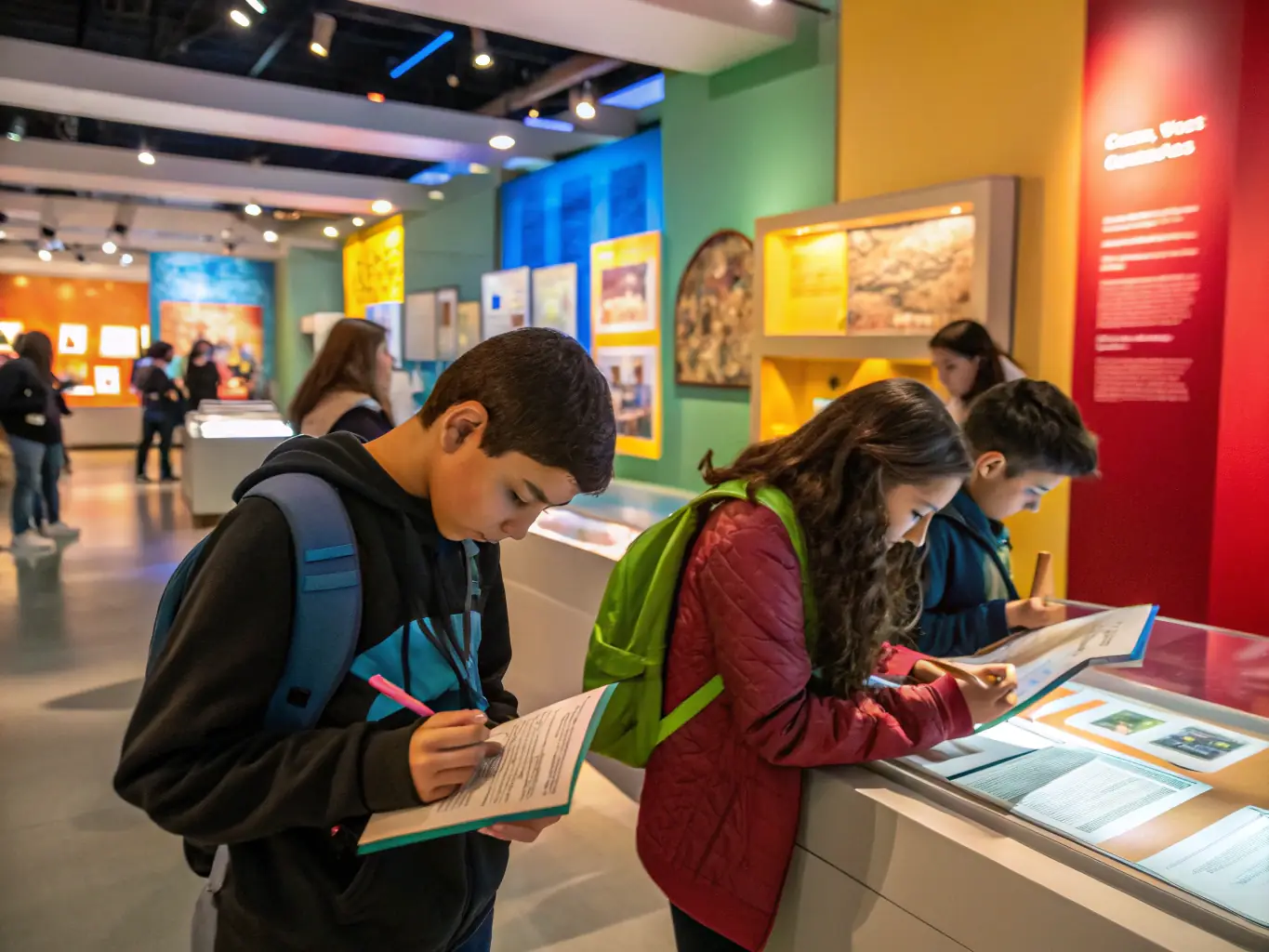 A vibrant image of children participating in an educational program at the museum, learning about the science and history of lime.